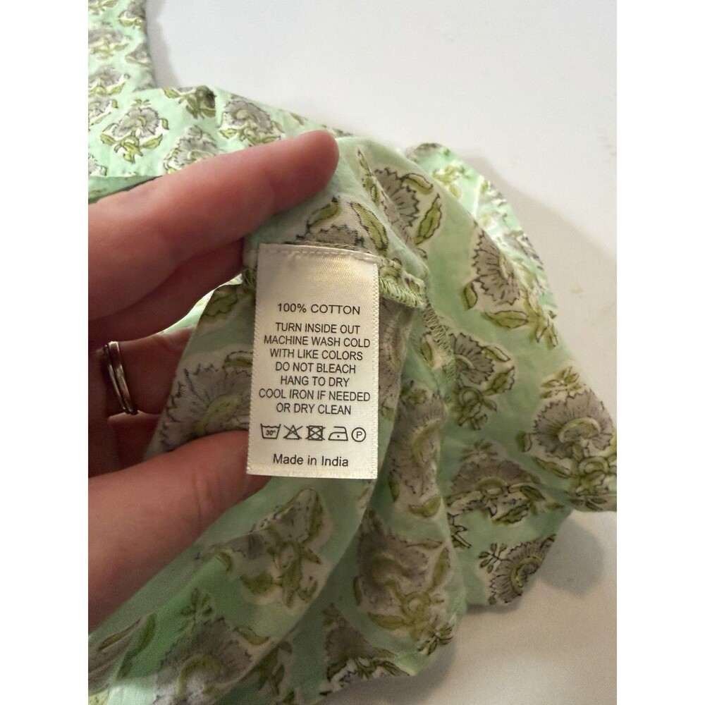 Anna Cate XS Mint Green Floral Cotton Puff Sleeve Midi Dress Boho Tiered - Picture 8 of 10